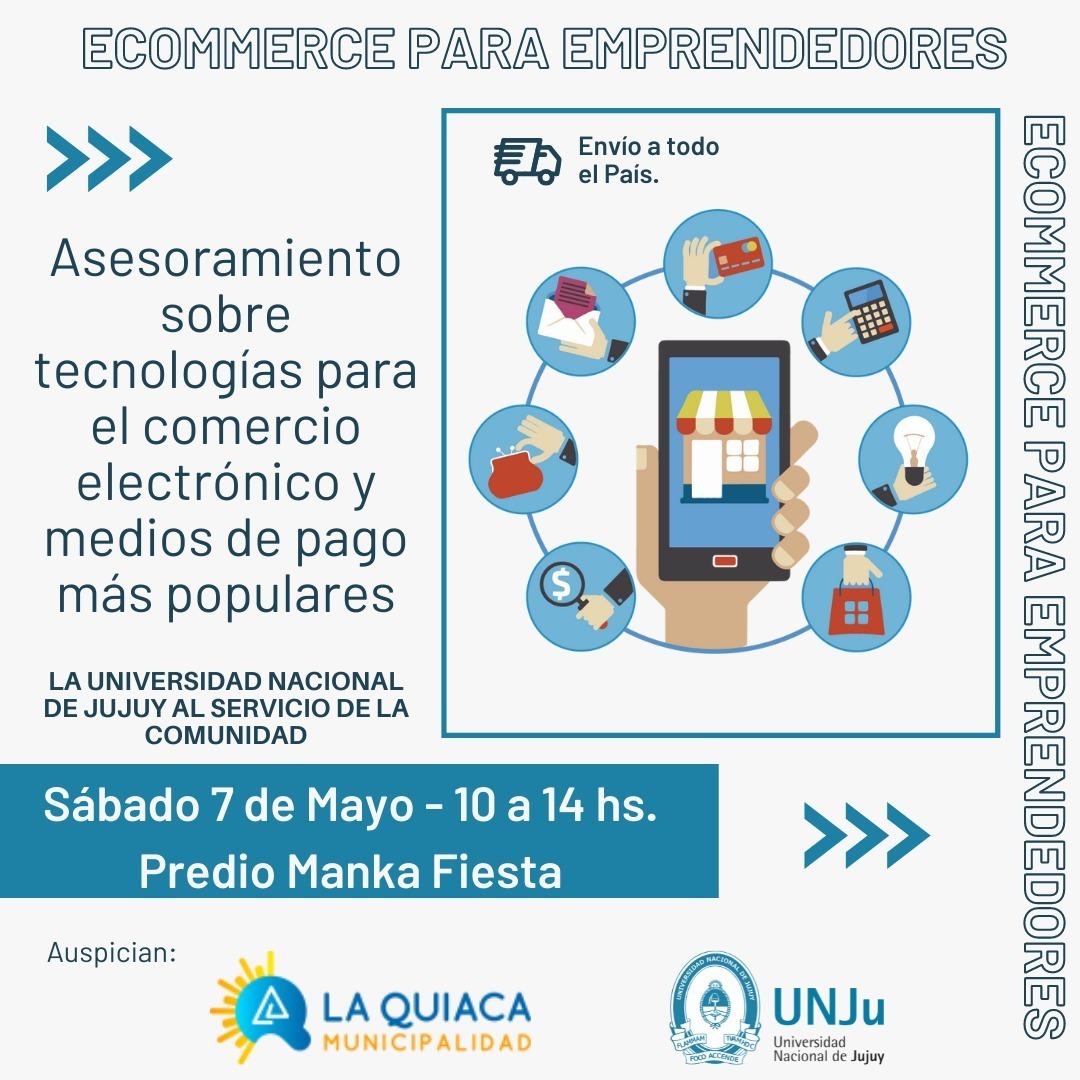 unjuvirtual's tweet photo. ⚠️ Sábado 7 en La Quiaca!
👉Te esperamos en "E-Commerce para emprendedores", donde profesionales de la #UNJu asesorarán a aquellos interesados en fortalecer sus emprendimientos.
➡️ Sumate!! La Universidad Nacional de Jujuy, al servicio de la provincia.
 #unju #unjuvirtual https://t.co/fjMFNr7jQj
