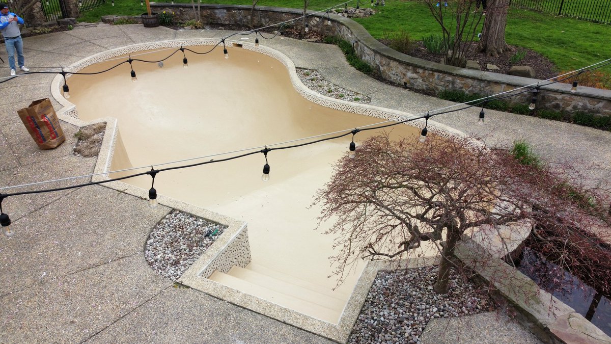 Our first Beach Beige pool. Smithville, Ontario. Love the color, decent coverage, I'm surprised it isn't used more often.