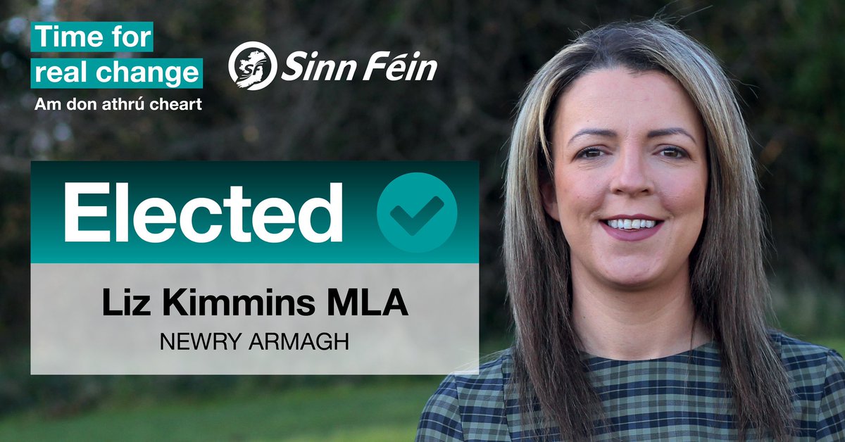 ✅ Liz Kimmins is the 3rd Sinn Féin MLA elected in Newry &amp; Armagh  #TimeForRealChange