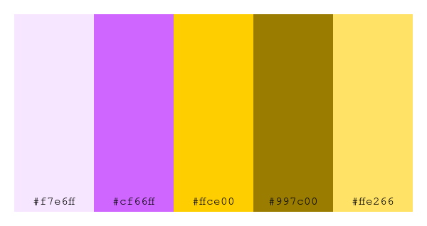ColPaletteBot's tweet photo. Beep beep, here's a pretty color palette for you!
color-scheme.js parameters used:
- hue: 91
- variation: hard
- colors: #f7e6ff, #cf66ff, #ffce00, #997c00, #ffe266
Have a lovely evening!
#twitterbot #colorpalette #colors #palette #prettycolors https://t.co/JqXfLJ07IV