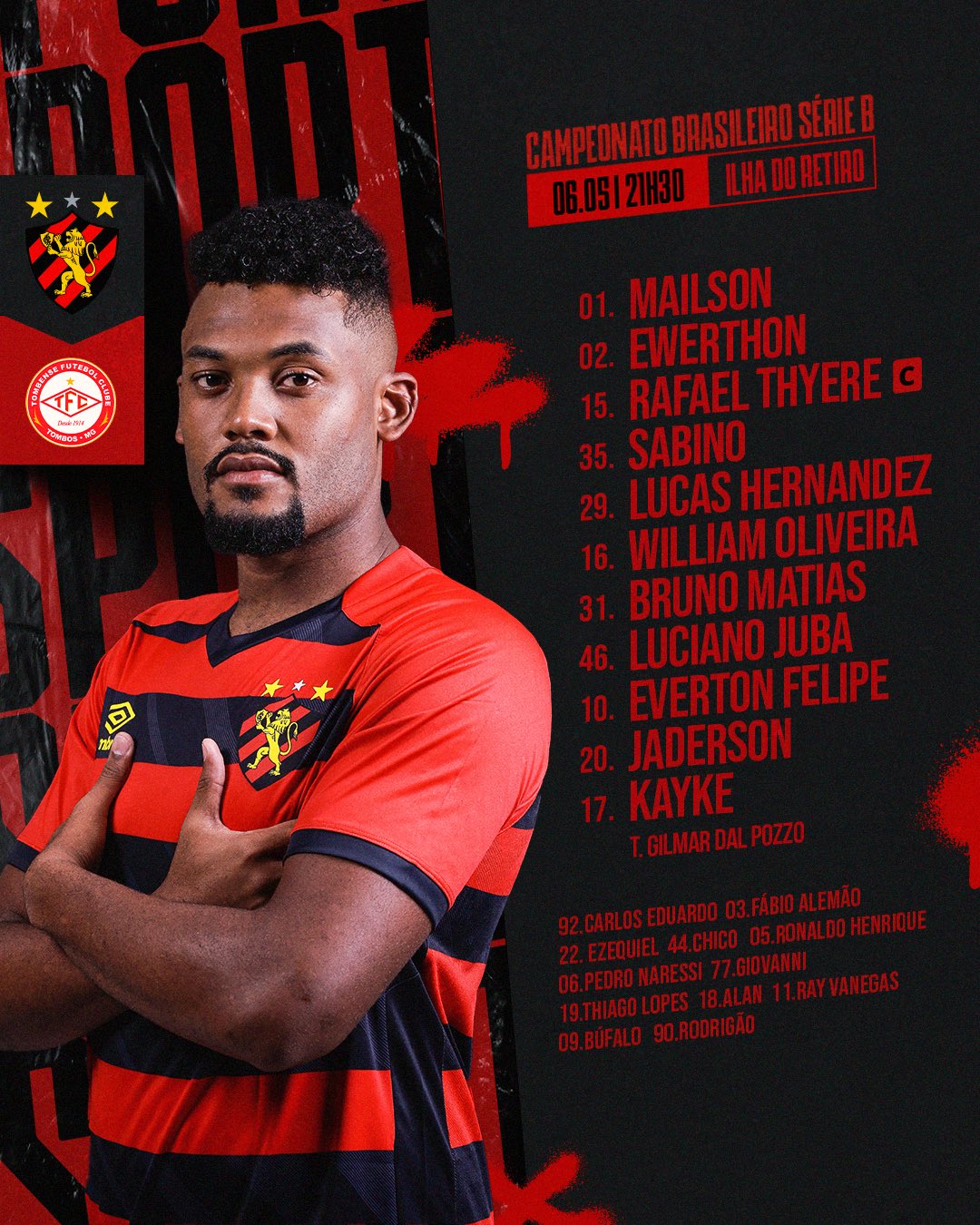 Sport Club do Recife on X: LEÃO ESCALADO! 🦁📝 #SPTxSER #LeãoNoNordestão   / X