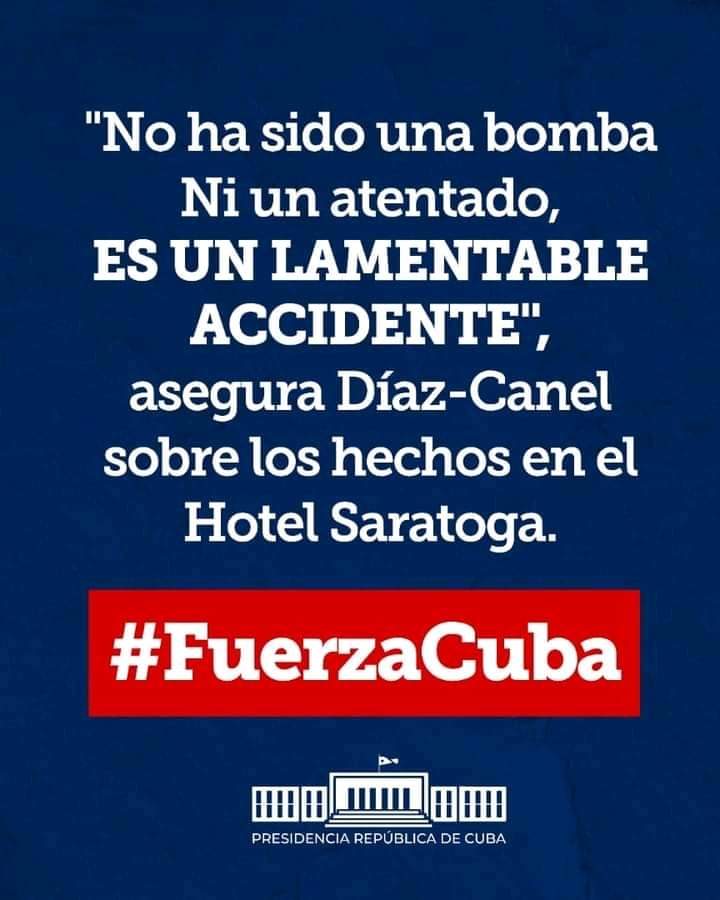 CaridadPoey's tweet photo. Las autoridades del país #Cuba actualizan datos sobre el impacto de la explosión accidental que destruyó gran parte del #HotelSaratoga Apoyamos a nuestros hermanos habaneros. #FuerzaCuba #CubaVive. https://t.co/G4DYsY9VWT