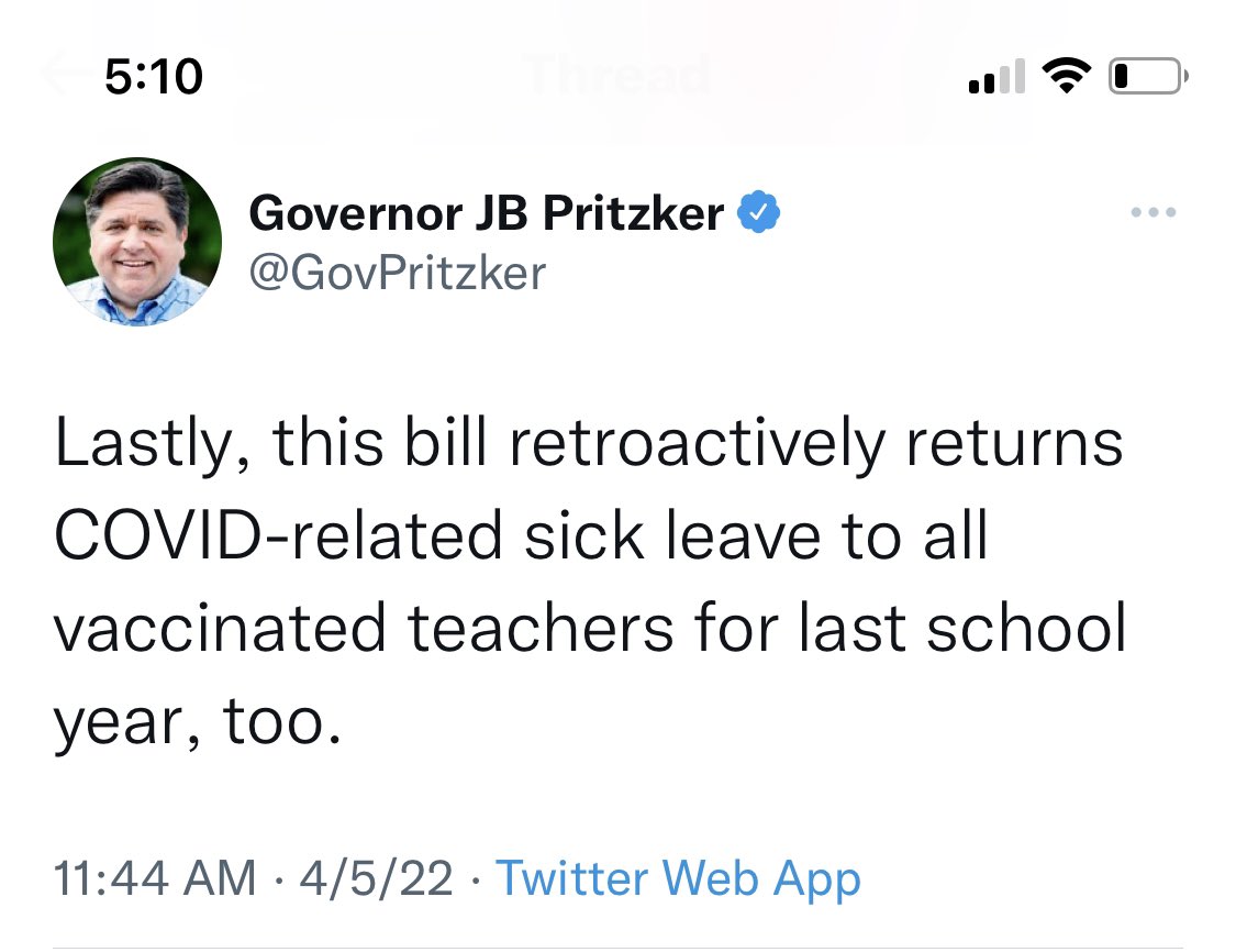 JRenee589's tweet photo. @JBPritzker As you wrote HB 1167 too narrowly, despite announcing otherwise to media, I can’t get any of the many sick days I lost to Covid-19 back 1) b/c some were used last school year (despite you saying this was covered) &amp; 2) the rest were my daycare-aged kids’ quarantines https://t.co/yBevLN1Sp0
