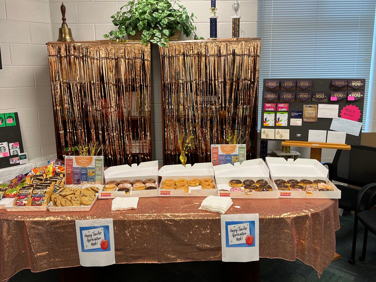 RCMS_PTA's tweet photo. Final Day of Teachers Appreciation Week, was a tremendous success. While enjoying snacks, teachers received a gift card. They really enjoyed what PTA did throughout the week and expressed their heartfelt gratitude. Thank you all the parents &amp; volunteers for help and support. https://t.co/mEdg9IFfSJ