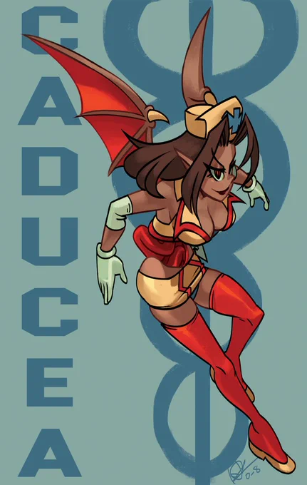 Caducea

species: Manananggal

A special kind of vampire, she is like a built in tag-team! She was studying to be a nurse, but fell onto hard times, and has taken up wrestling to earn more money. 