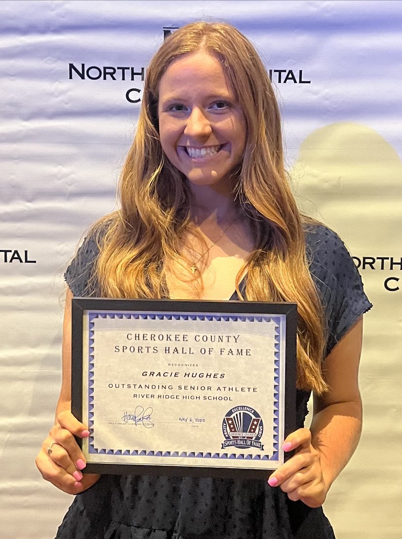 Congrats to senior <a href="/ggraciehughes/">Gracie Hughes</a> for being recognized by the Cherokee county sports hall of fame tonight as an outstanding senior athlete!