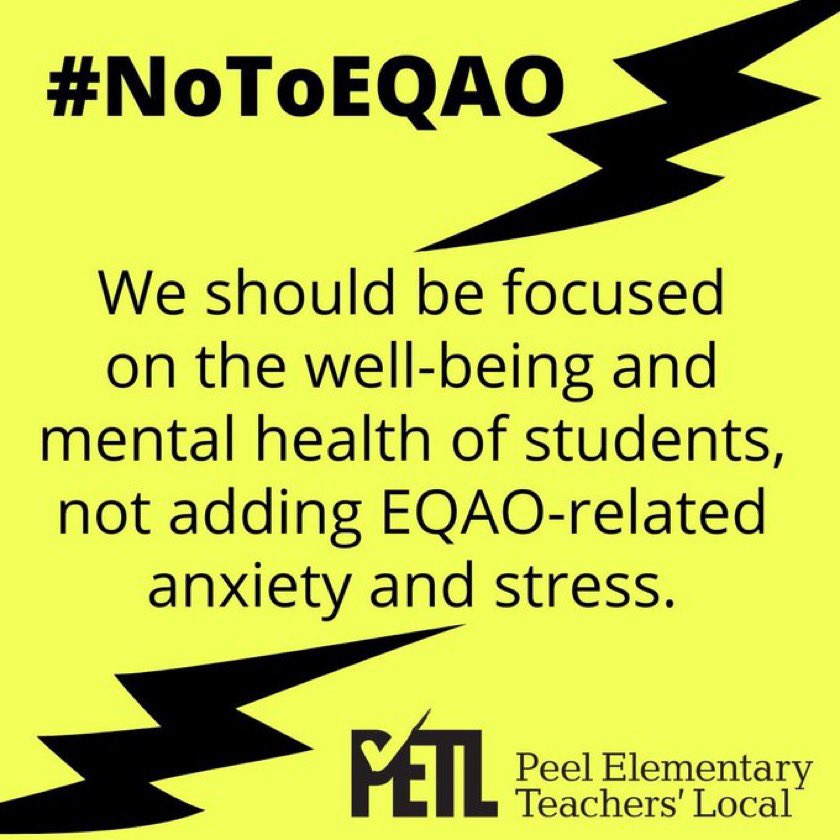 Let’s put students first and say #NoToEQAO. #ETFO #OntEd #OnLab #Onpoli  <a href="/ETFOPeel/">ETFO Peel</a> <a href="/ETFOeducators/">Elementary Educators</a>