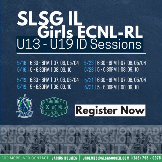 slsgilgirls's tweet photo. We are happy to announce our 2022/2023 Girls ECNL RL ID Sessions!!

If you’re interested in our program, please register for the upcoming ID sessions via interested player forum.

Link in Bio | Interested Player Form https://t.co/0E9duoVMC5