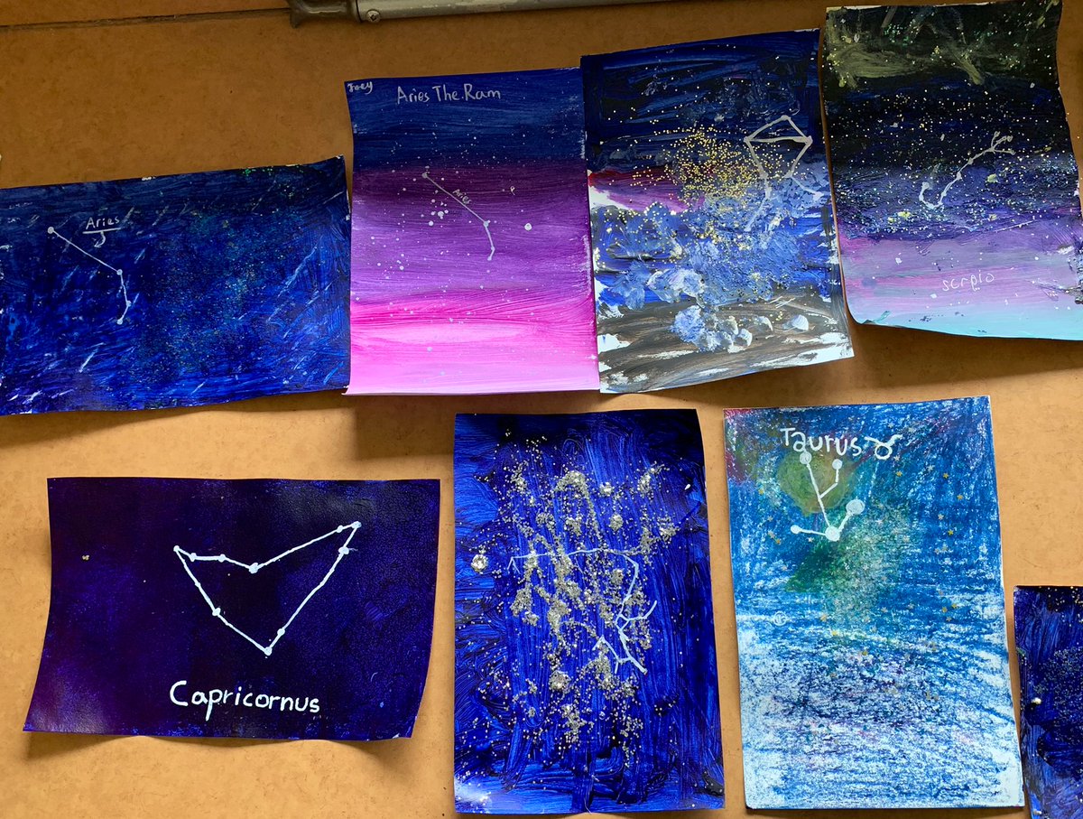 In UOI this week, students inquired into constellations/star stories from Indigenous cultures. Then they shared constellations and star stories from their own cultures. Finally, they picked their favourite constellation and painted it! #IBPYP