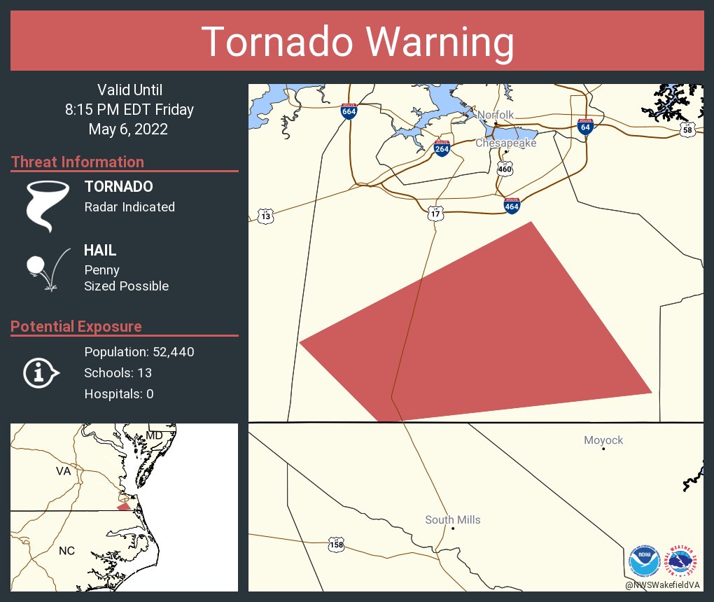 NWS Tornado on Twitter "Tornado Warning including Chesapeake city, VA