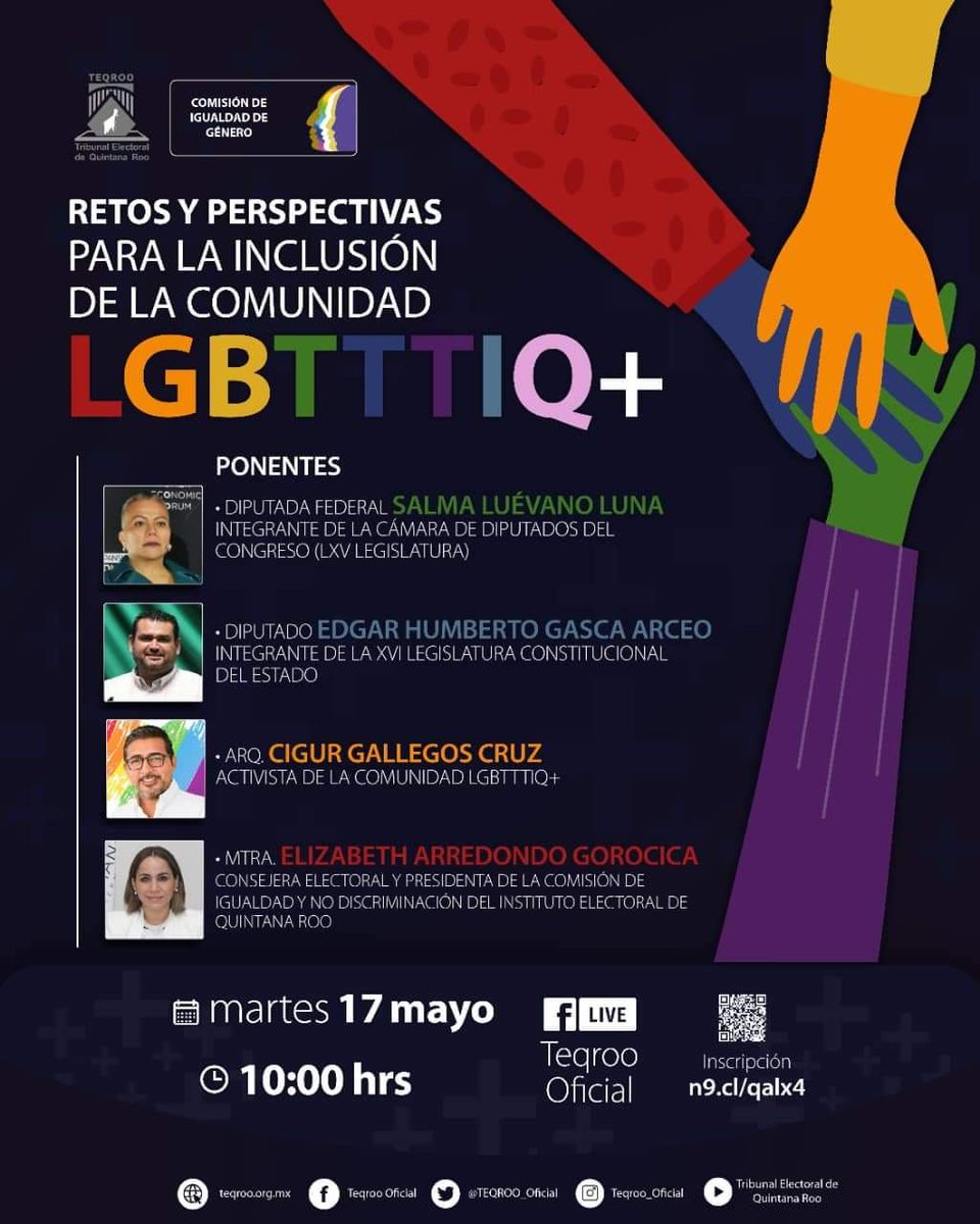 MarchacontraDis's tweet photo. #28M 

RETOS y PERSPECTIVAS
para la INCLUSIÓN de la COMUNIDAD #LGBTTTIQ+

Martes 17 Mayo
10:00 a.m. 

@SalmaLuevano 
#DiputadaFederalTrans🏳️‍⚧️
#HastaQueLaDignidadSeHagaCostumbre https://t.co/voJaY8chOu