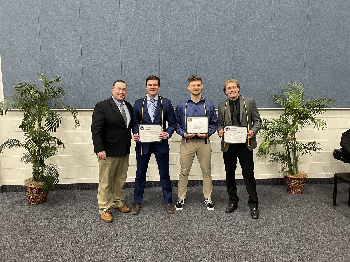 WNEFB's tweet photo. Congratulations to the newest members of the Chi Alpha Sigma National College Athlete Honor Society!

Colin Ryan
Jameson Gill
Joe Shea
Dylan Henry (not pictured)

#AlwaysOn https://t.co/N6QqDhvV0J