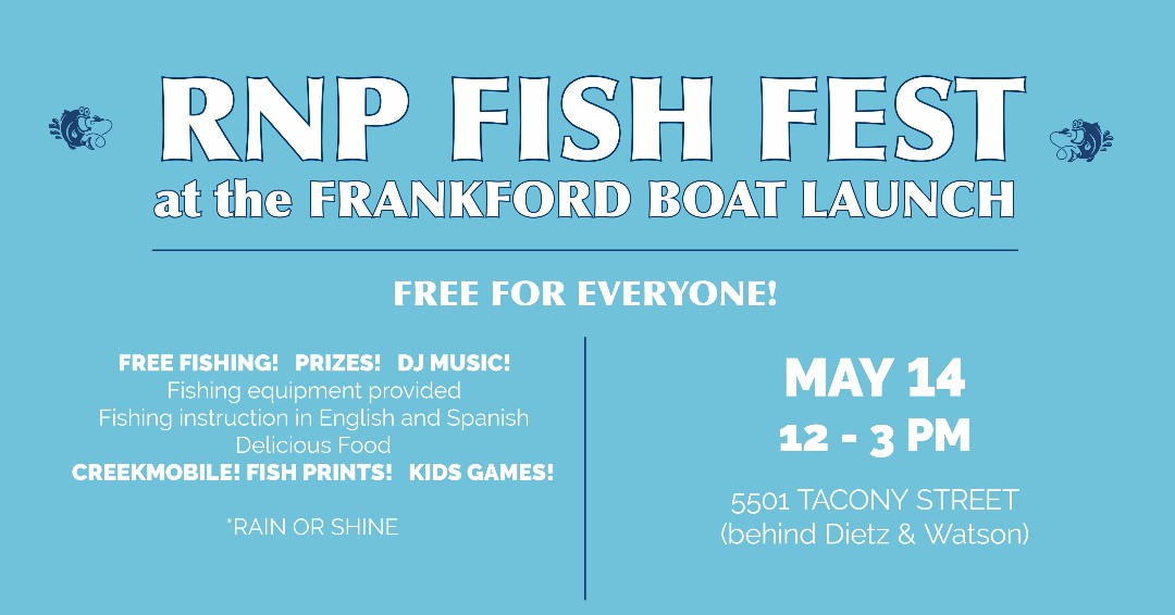 RiverfrontNorth's tweet photo. It's almost here!!! The FRANKFORD FISH FEST! Join us for fun by the river for the whole family on Saturday, May 14th, 12-3pm at the Frankford Boat Launch. Free food, fishing, music, vendors and more!π£ π
#freeinphilly #northeastphilly https://t.co/jqflhbCwAj