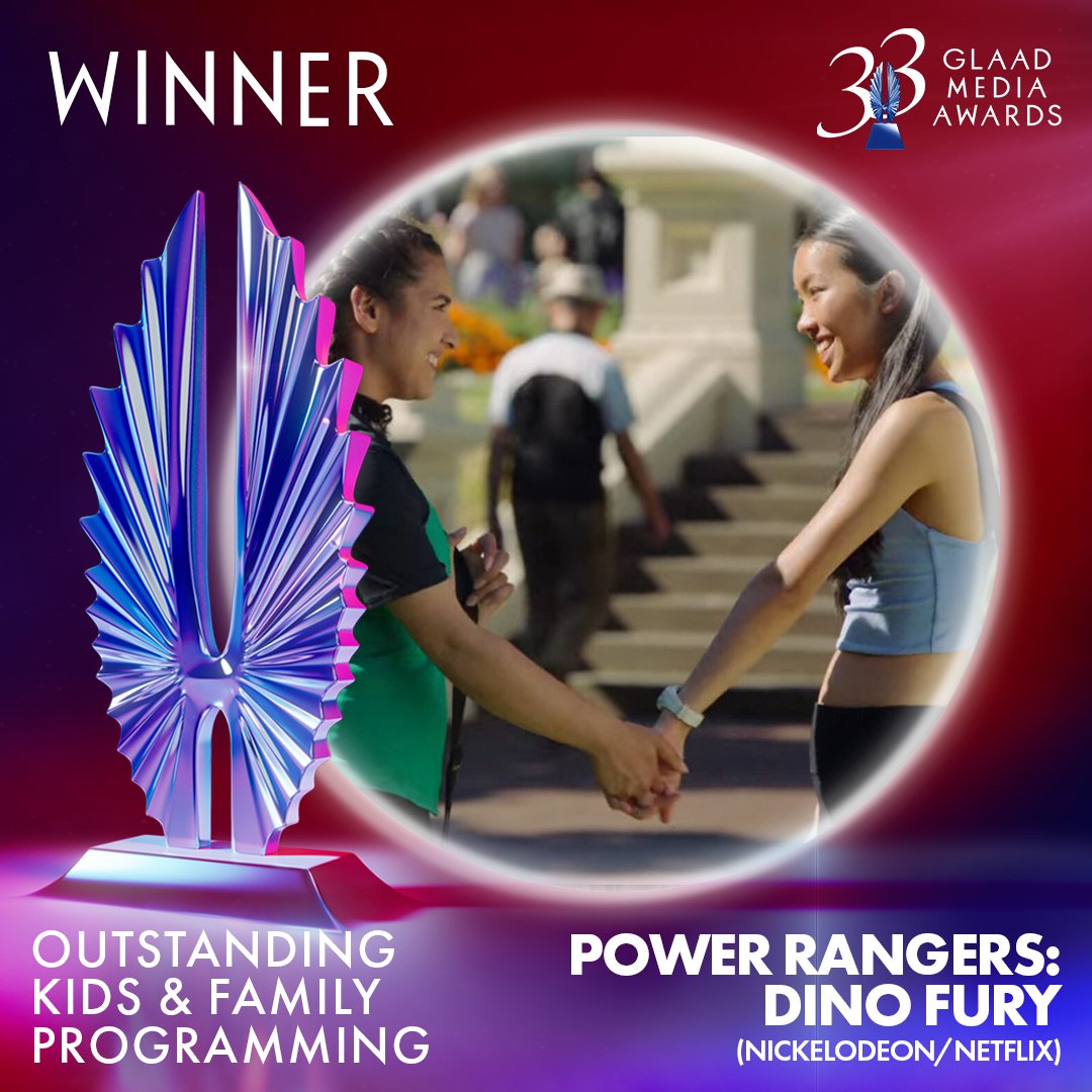 glaad's tweet photo. The #GLAADawards for Outstanding Kids &amp; Family Programming goes to... @PowerRangers: Dino Fury! https://t.co/QIVFHuDXax