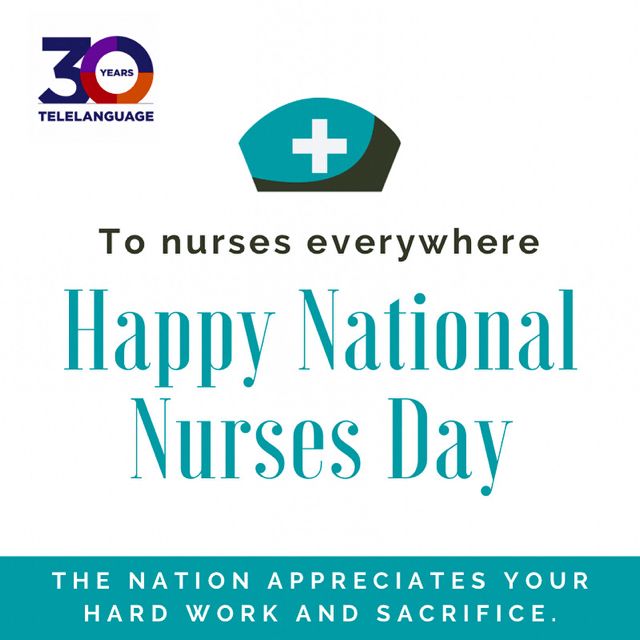 Telelanguage's tweet photo. The heart of the healthcare sector is celebrated on National Nurses Day on May 6. Often the first and last person a patient sees during a hospital visit, nurses are truly the rockstars! https://t.co/qVfi14EgMV #nationalnursesday #healthcare #NursesDay https://t.co/mFCC2zB0z6
