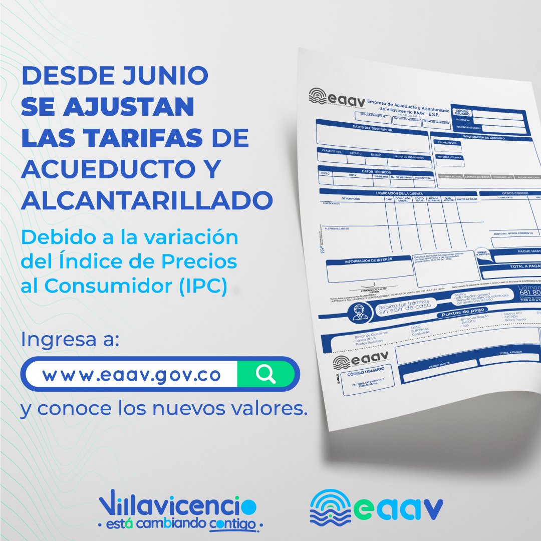 eaavesp's tweet photo. Debido a la variación del índice de precios al consumidor (IPC), nuestras tarifas 📝 han cambiado.

Conoce los nuevos valores aquí 👇🏽
https://t.co/07XGMgRxzC

#EstamosParaServirte https://t.co/G66PgLpi2D