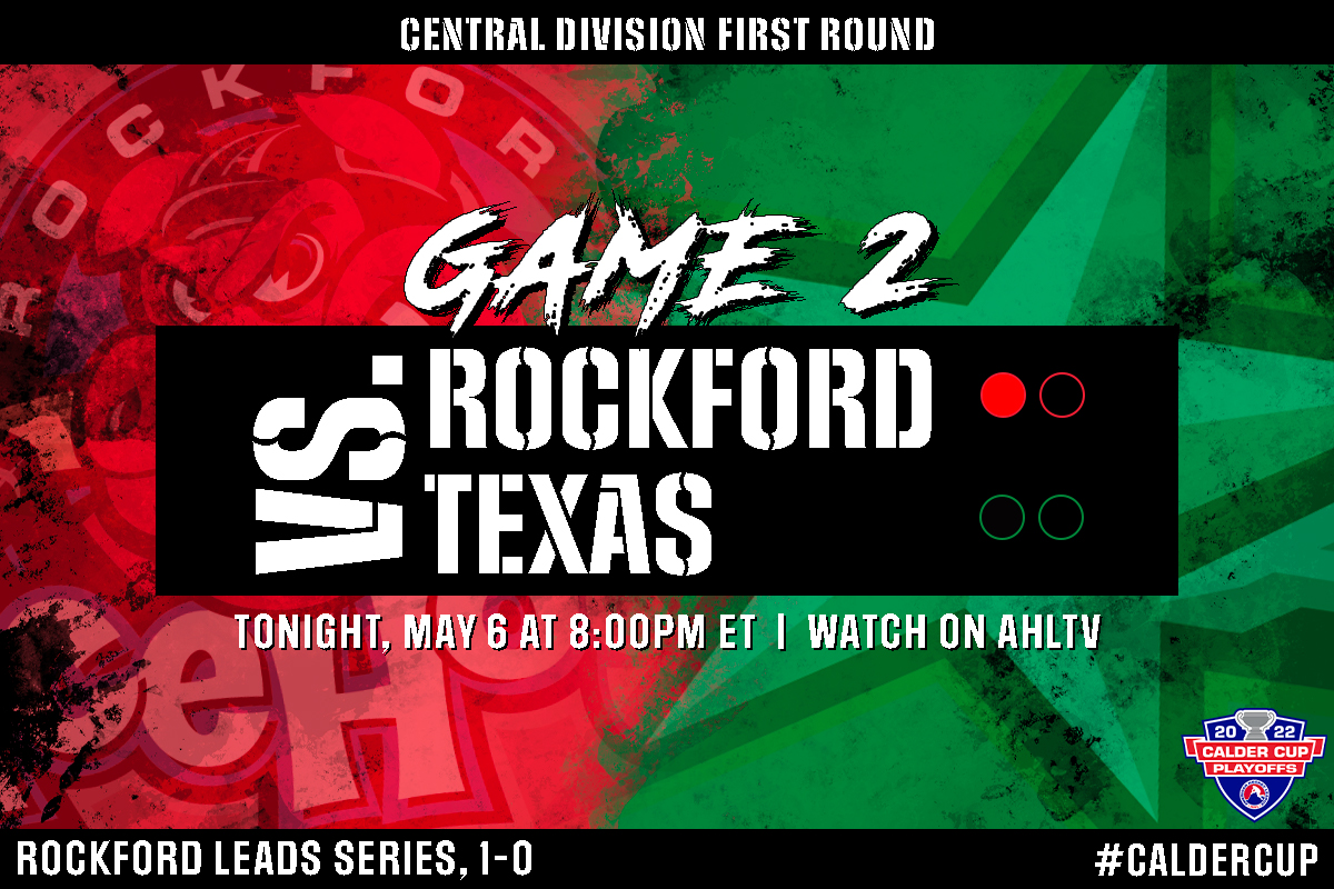 TheAHL's tweet photo. The puck has dropped in Game 2 of #RFDvsTEX!
📺: https://t.co/gjMuSbtKI1 https://t.co/IFSyIiAM4i