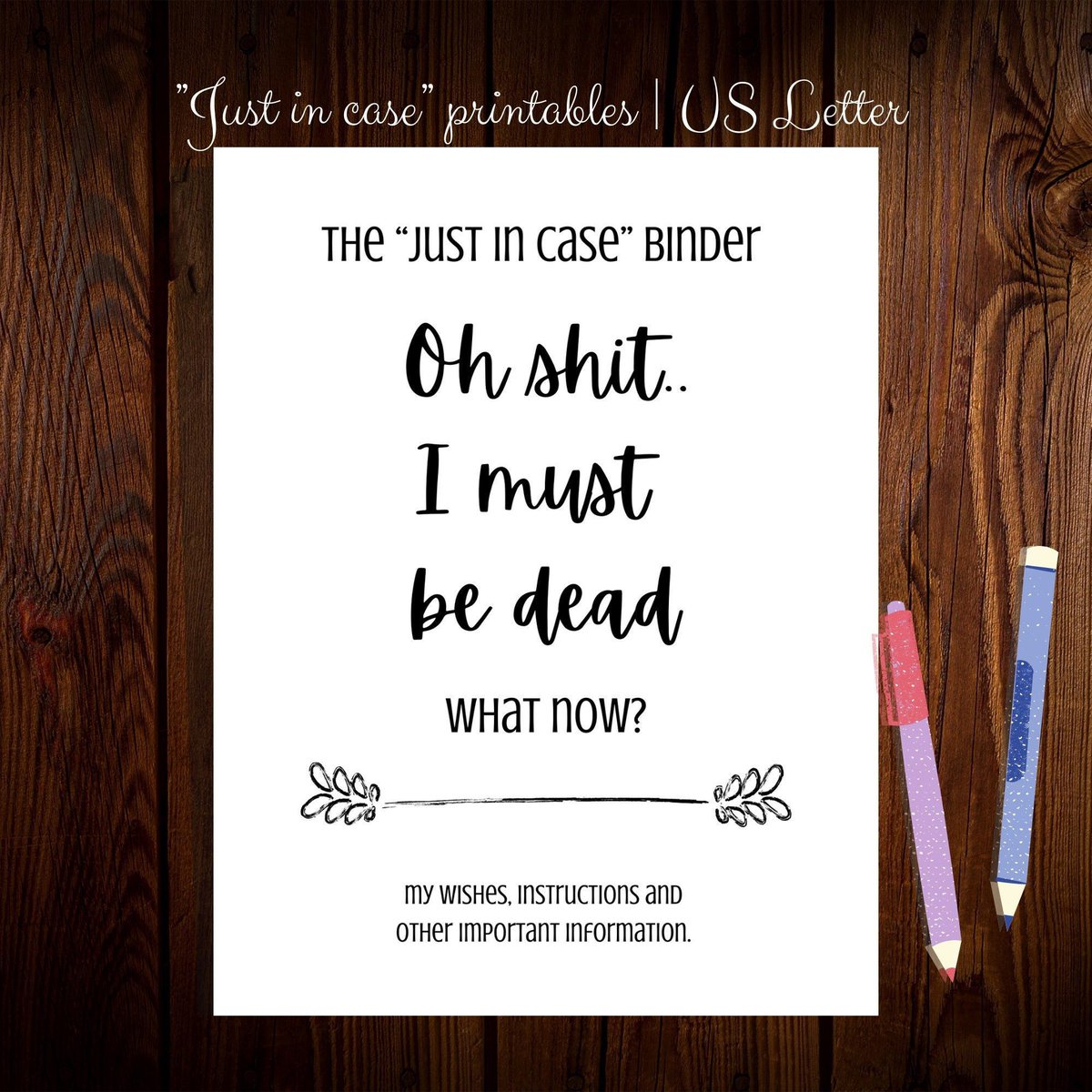 MorriganKai's tweet photo. Excited to share this item from my #etsy shop: Emergency Binder Printables 16 pgs | “Oh shit, I must be dead” book | Instant Download https://t.co/vYJ8NyqOFw https://t.co/uXT9javOeF