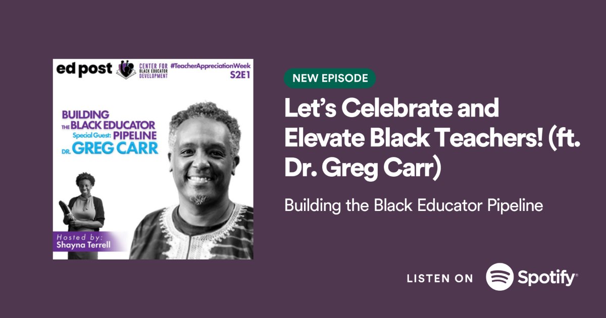 Follow the Building the Black Educator Pipeline Podcast on your preferred podcast platform today. <a href="/ShaynaTerrell1/">Shayna Terrell</a> <a href="/AfricanaCarr/">Greg Carr</a> <a href="/CenterBlackEd/">Center for Black Educator Development</a> open.spotify.com/show/1IKI458NC…