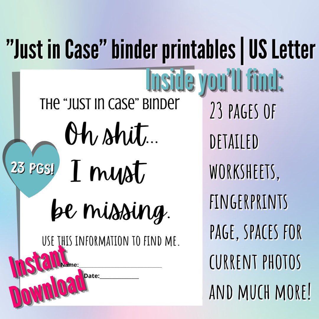 MorriganKai's tweet photo. Excited to share this item from my #etsy shop: Oh Shit, I Must Be Missing Binder Printables | Emergency Binder Printables 23 pgs | Instant Download https://t.co/3ils6Pohcx https://t.co/fF0rqGulBs