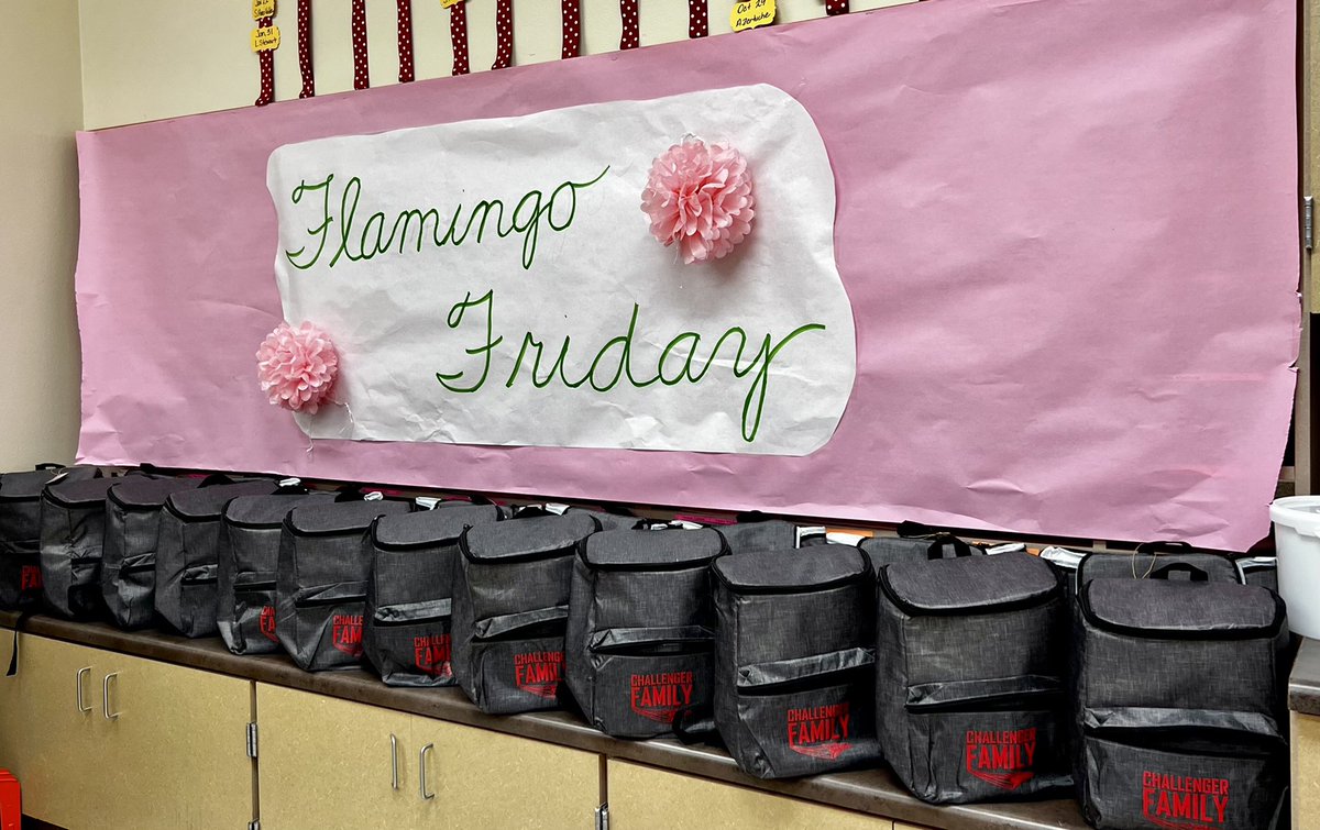 swisd_mcn's tweet photo. Flamingo Friday at McNair! We love our amazing teachers! You deserve tumblers, koozies, cooler backpacks, mini fridges for your classroom, food and much much more for everything you do for our campus and students! #ChallengerFamily #WeAreMcNair https://t.co/eoRVeDIVc6