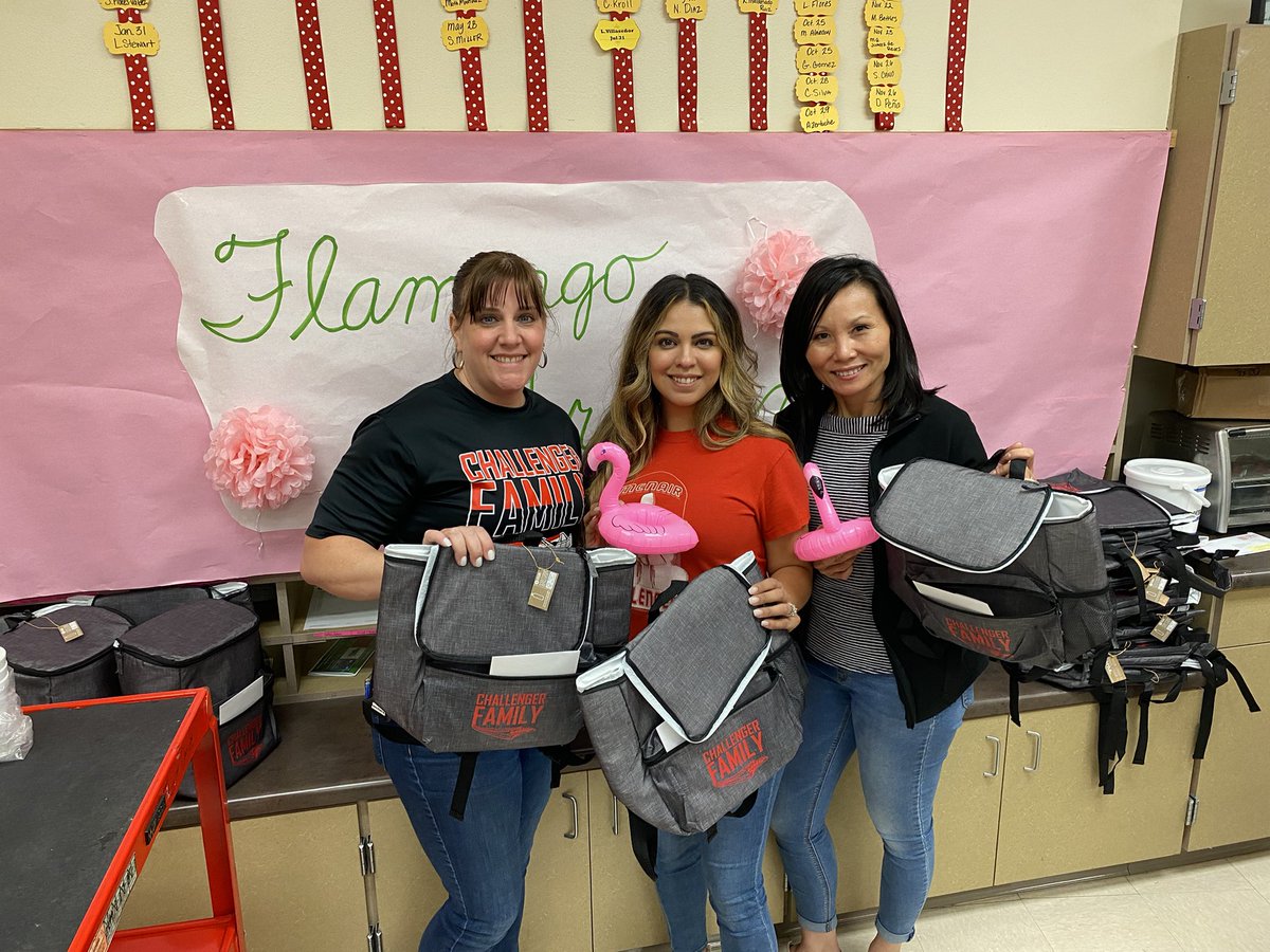 swisd_mcn's tweet photo. Flamingo Friday at McNair! We love our amazing teachers! You deserve tumblers, koozies, cooler backpacks, mini fridges for your classroom, food and much much more for everything you do for our campus and students! #ChallengerFamily #WeAreMcNair https://t.co/eoRVeDIVc6
