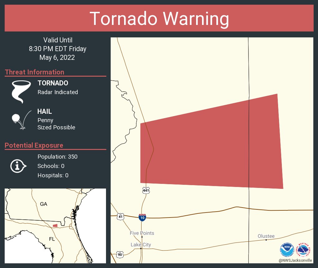 NWS Jacksonville on Twitter "Tornado Warning including Baker County