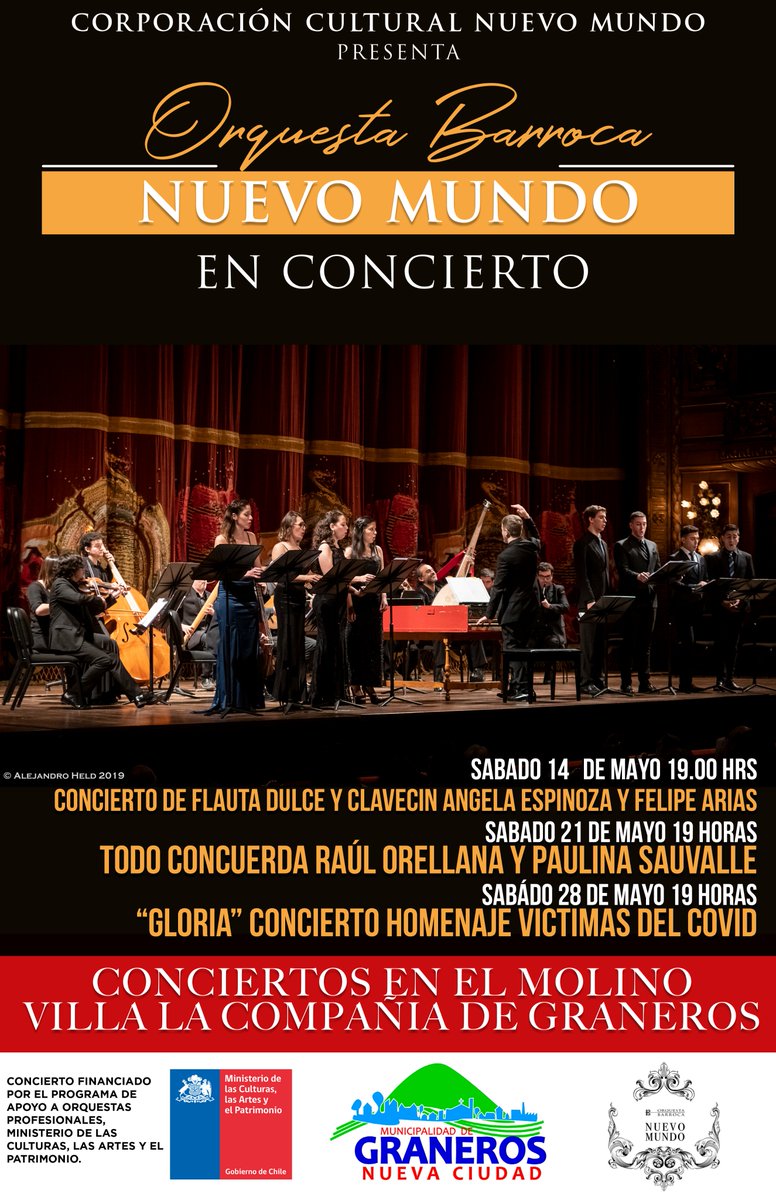 OrquestaNuevoM's tweet photo. ya tenemos los nuevos conciertos de Mayo en el Molino de Villa la Compañía, partimos el sábado 14 y finalizamos el día del patrimonio con un gran concierto barroco en homenaje a las víctimas de la pandemia. les esperamos https://t.co/hca5oTzr53