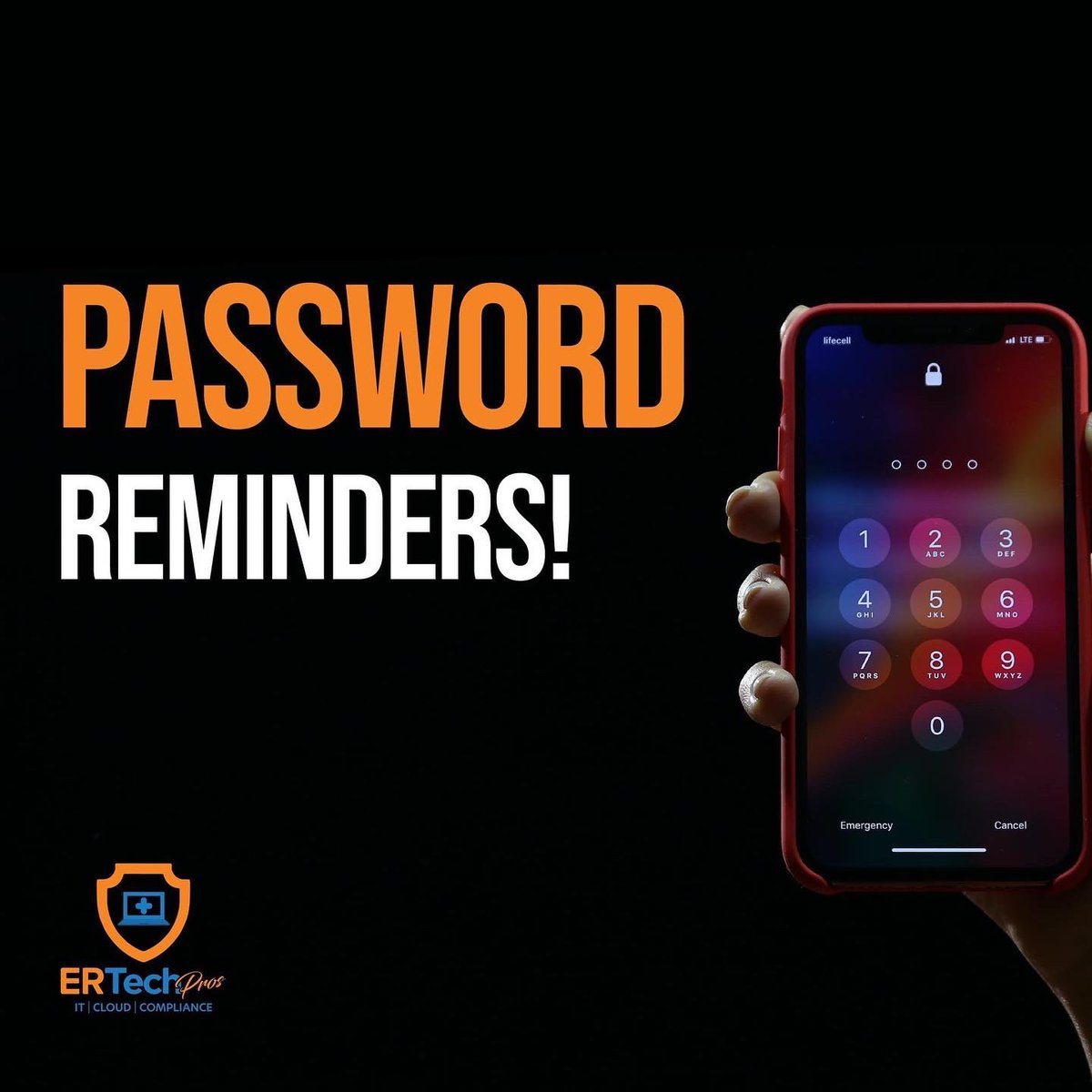 ertechpros's tweet photo. #DidYouKnow that, using the latest graphics technology, it only takes around 31 seconds to crack a seven-character password with letters, numbers & symbols?π±
Protect your accounts by practicing good password hygiene! Here are a few tips that can helpπ‘#ERTechPros #HealthcareIT https://t.co/CYhzifXXZP