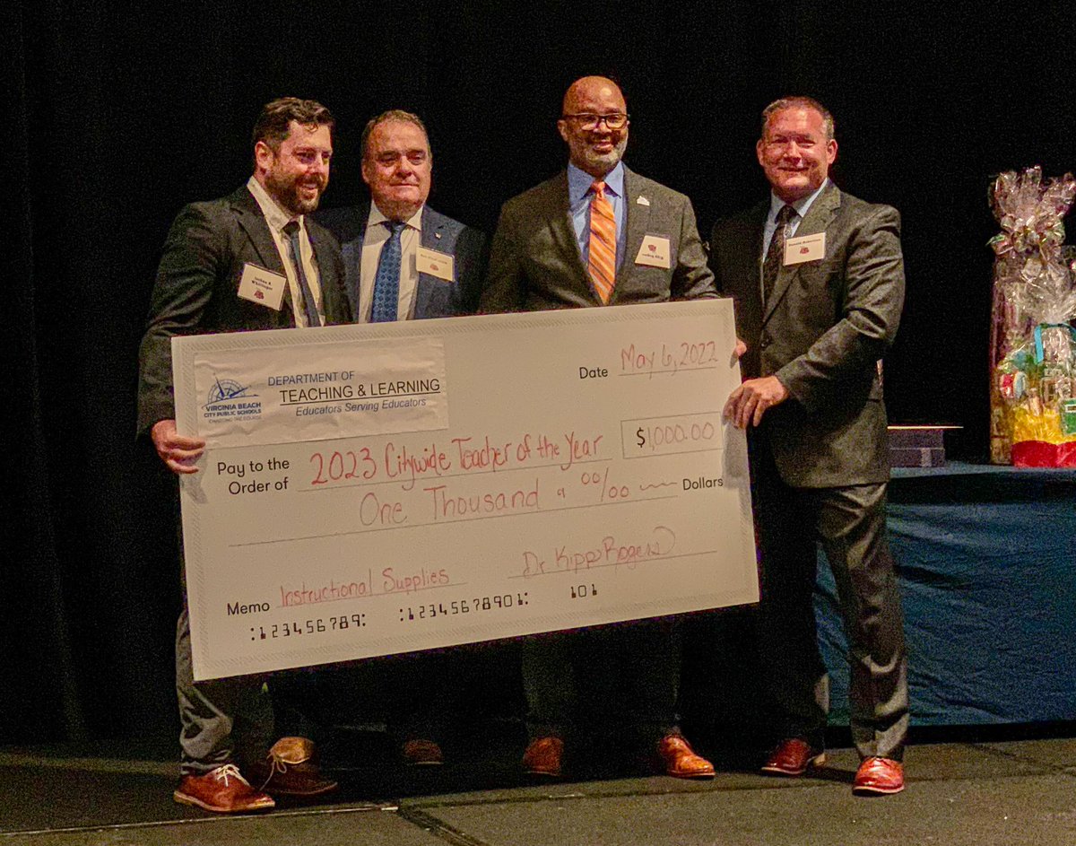 vbschools's tweet photo. Celebrating the educators of Virginia Beach City Public Schools. Congratulations to all of our Teachers of the Year and to our Citywide Teacher of the Year, Joshua Whitlinger, science teacher at Great Neck Middle School. https://t.co/x2RlE0dsqn