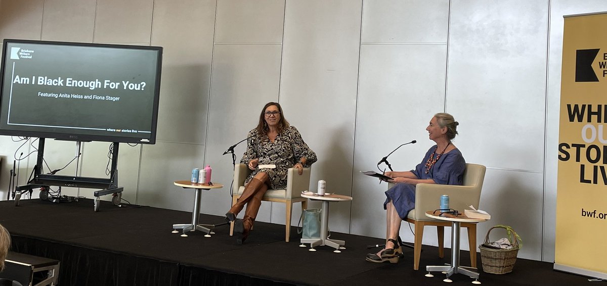 NanceHaxton's tweet photo. Absolutely brilliant session from @AnitaHeiss at #BWF22 - Am I Black Enough For You. Hearing her read from this pivotal book and speak Wiradyuri is so moving. “We never see on the screen how we really are - that’s why I wrote this book. I want people to see us how we see us.” https://t.co/GpooAIhAZI