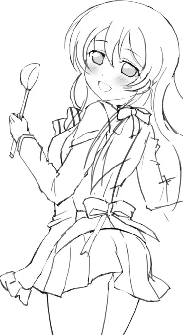#このタグを見た人はラフ画とその完成絵を見せる
海未ちゃん 