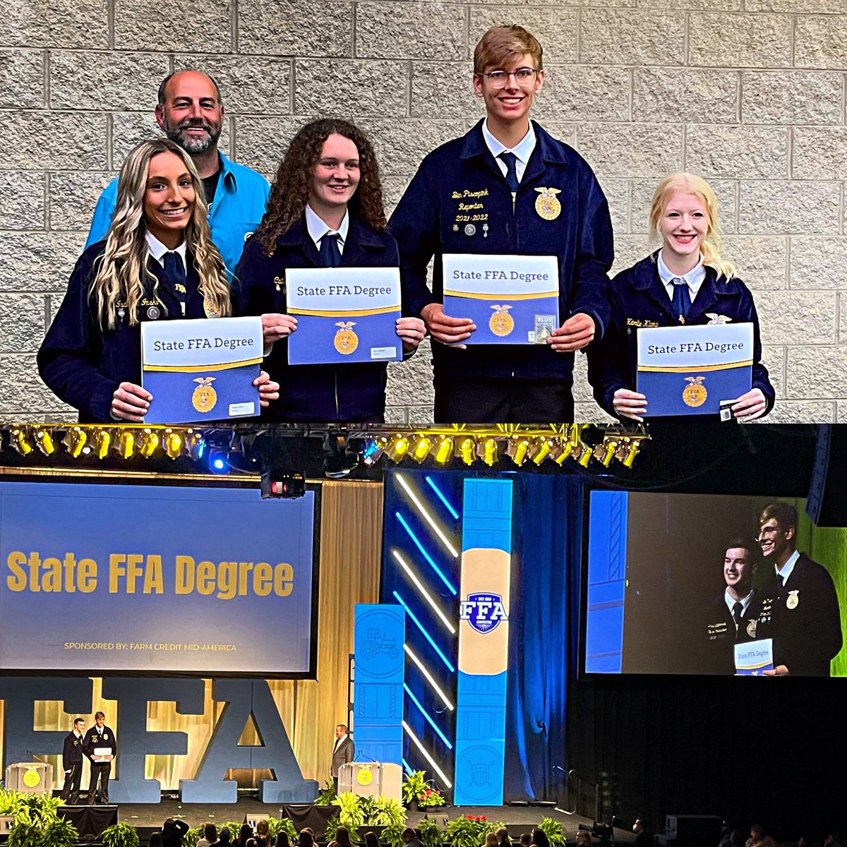 MerandaNixon's tweet image. Congratulations to Ben, Bella, Caitlyn, and Savannah -  The Georgetown FFA State Degree Recipients!  💛💙!  #ffa #ffastatedegree #ohio #grapes #gtown #grapes #family