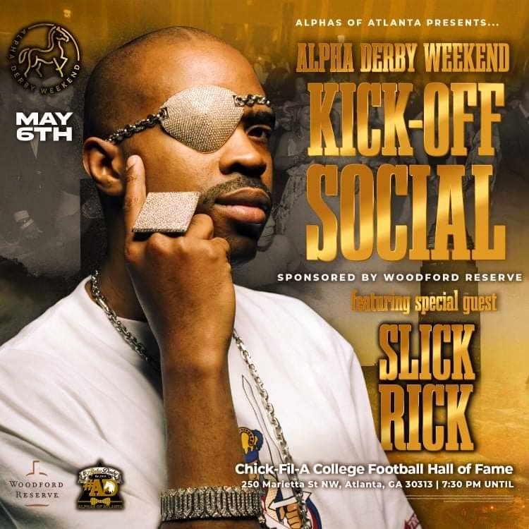 jvictorious711's tweet image. Tonight The Kentucky Derbykicking off #AlphaDerbyWeekend Social &amp;amp; Concert. Start your night off with the fashion show, vendors, cash bars – then afterparty featuring a performance by Slick Rick the Ruler at Chick-Fil-A College Football 
Hall of fame 250 Marietta st Nw, Atlanta Ga
