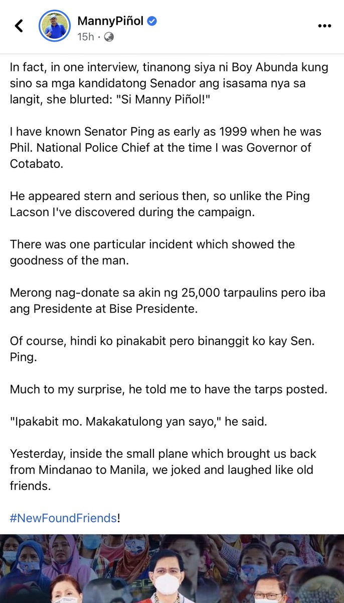 pamsantiago07's tweet photo. Sobrang selfless ni Senator Ping Lacson 🥺💙
Willing siya na iendorse ng iba yung mga kasama niya kahit hindi siya kasama huhuhu
Eto yung totoong para sa bayan at hindi toxic!!
#PingLacsonHanggangDulo
#ChoosePing
#PureLove
#LacsonSottoPanaloTayo
#5PresidentePingLacson https://t.co/6Ia17hgMLB