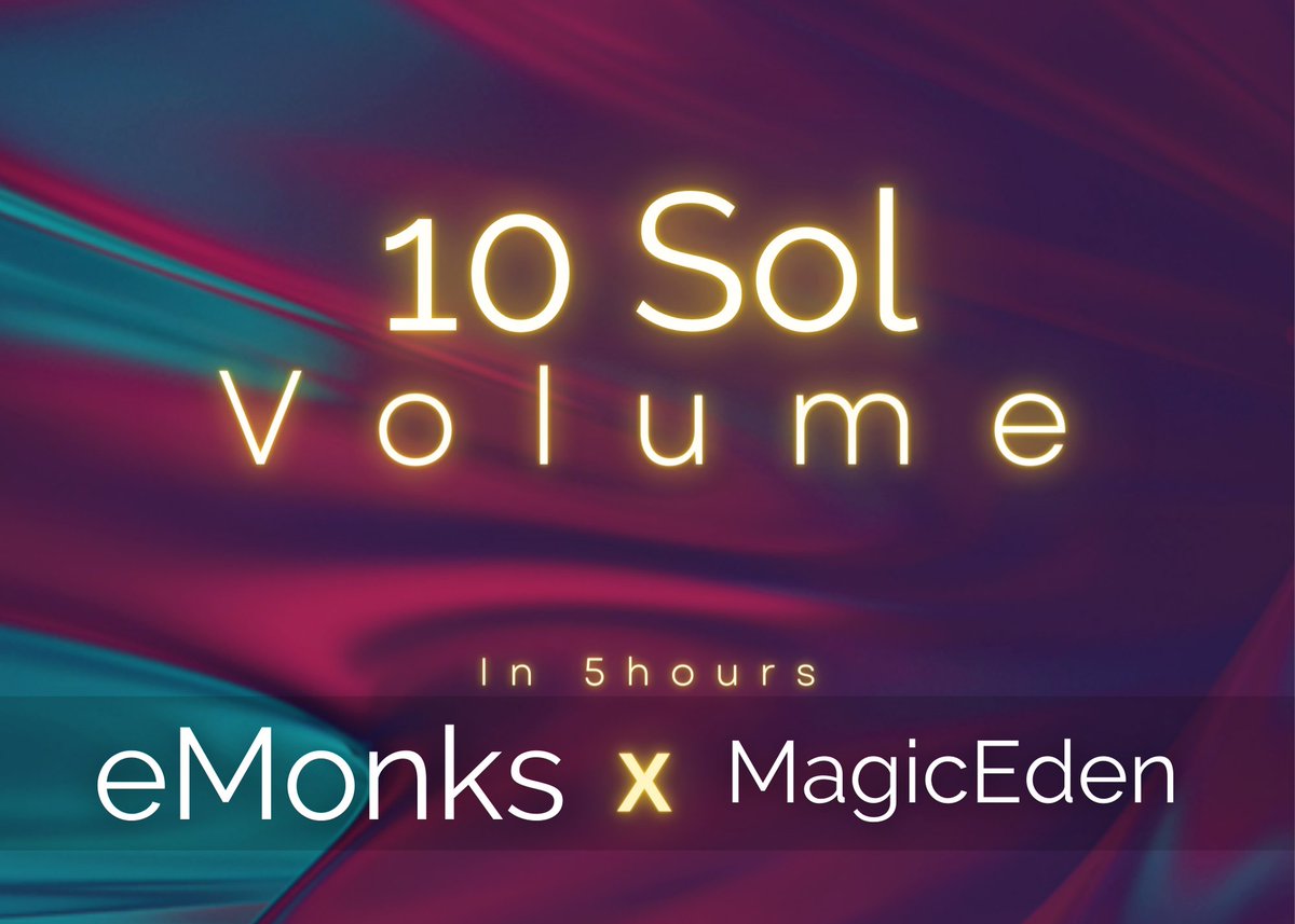 eMonksNFT's tweet photo. Couldn't have started better!
5hours live on #MagicEden and @eMonksNFT have already gathered 10sol in trading volume!

Thank you all. 
To the moon guys 🌙.. https://t.co/PjVjox3SgP