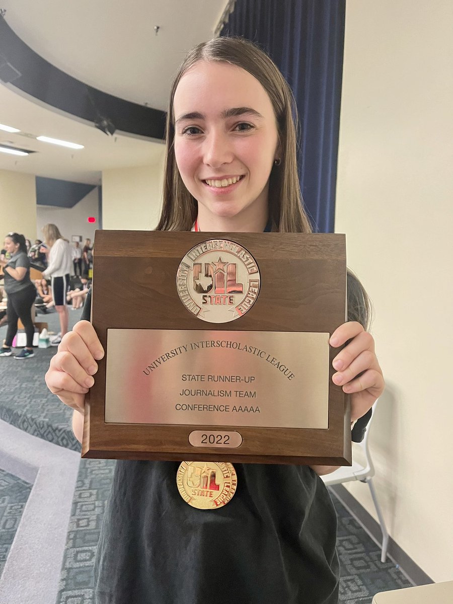 PrincetonISD's tweet photo. PHS junior Rachel Sadler won two state championships today at the UIL competition held at the University of Texas in Austin. The first gold medal was for news writing and the second was for editorial writing. In addition, she earned runner up for journalism team. https://t.co/pKTwD3JGEt