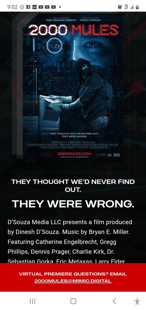 If you haven't already checked out @DineshDSouza movie 2000mules.com where you can watch the movie online or purchase the video. #ElectionWasStolen #BidenisIllegitimate #TrumpWon #ArrestThemAll #YouInTrouble