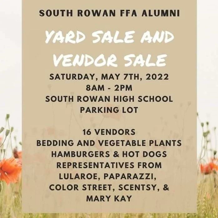LHAllen86's tweet photo. Brian and I will have a yard sale booth....gently used baby items, clothing, shoes, toys, kitchen items, and more treasures! Come see us and support @southrowanFFA! https://t.co/TxgojjdoQ0