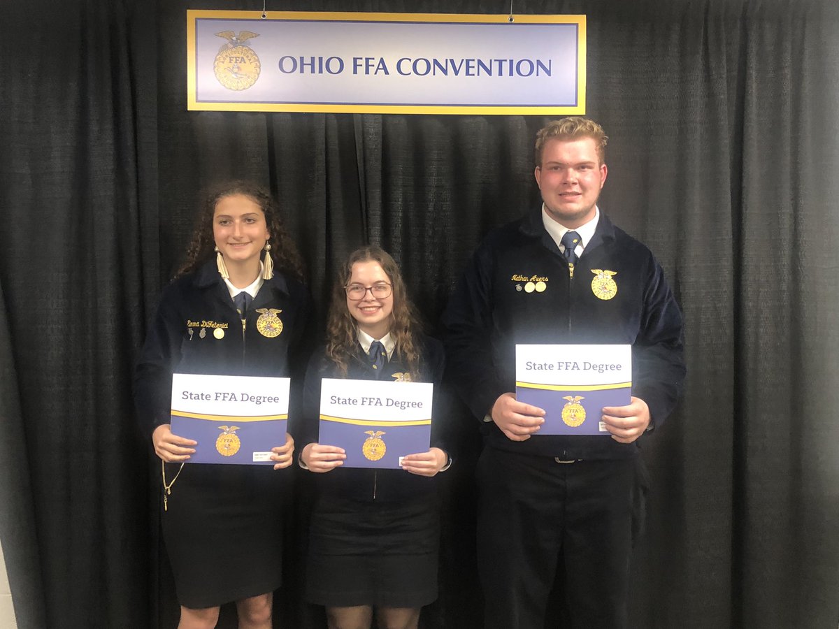 OtsegoFFA's tweet photo. Congratulations to these 3 members who have earned the highest degree Ohio can bestow, the State FFA Degree. Only 3% of the members earn this degree. What an accomplishment! #hardworkpaysoff @pentacareerctr #OtsegoKnights #PentaPride https://t.co/XdpJ2lUkJQ