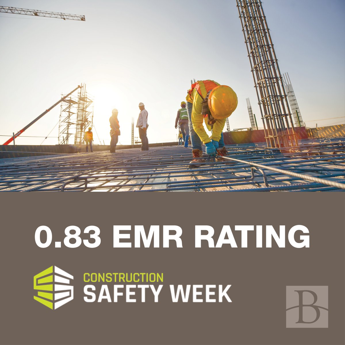 BridgePointNC's tweet photo. We not only talk the talk during #ConstructionSafetyWeek, but BridgePoint walks the walk all year long. Our current EMR rate is 0.83. Thanks to our diligent team for making this happen! https://t.co/i9DW3xlmUs