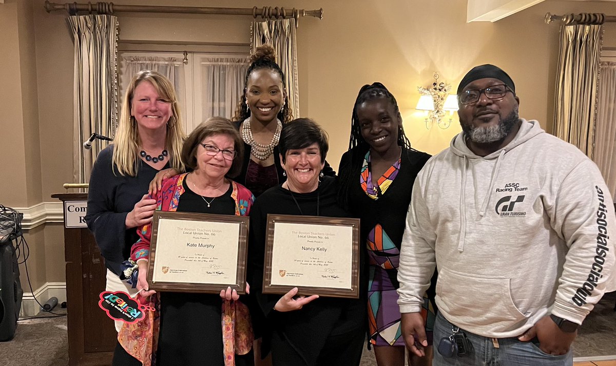 TeamBrandy617's tweet photo. Loved ending #TeacherAppreciationWeek celebrating the retirement of long time @BostonSchools educators #NancyKelly and #KateMurphy of the @tjkennyschool with colleagues, family, and former students! Thank you for the love and rigor you give our students! #maedu #mapoli #bospoli https://t.co/b6hoXQ20PK
