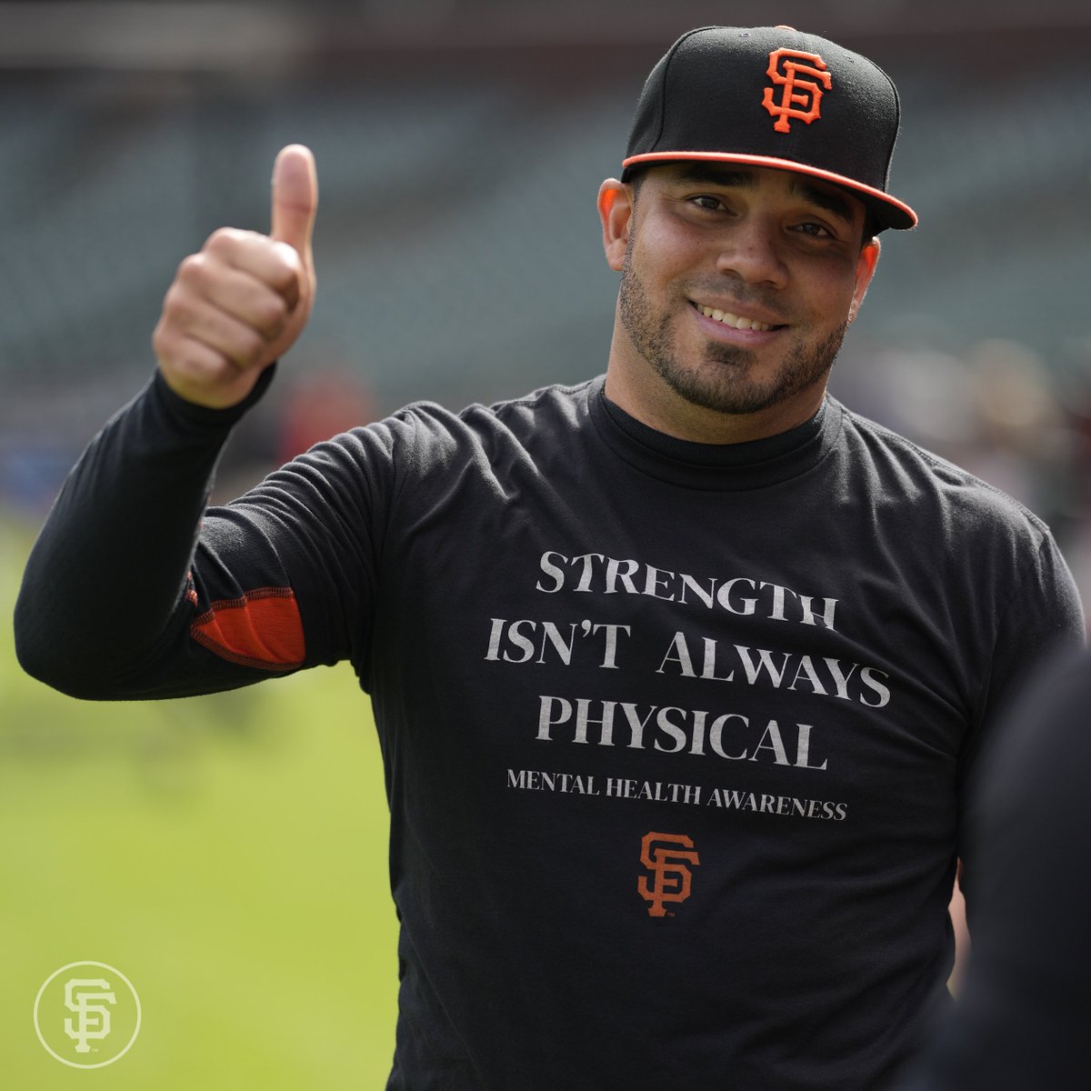 SFGiants's tweet photo. Today, the #SFGiants held their annual Mental Health Awareness Day. The month of May is Mental Health Awareness month, and the San Francisco Giants continue to have conversations surrounding Mental Health to #EndTheStigma. https://t.co/L3QD9xJAWF