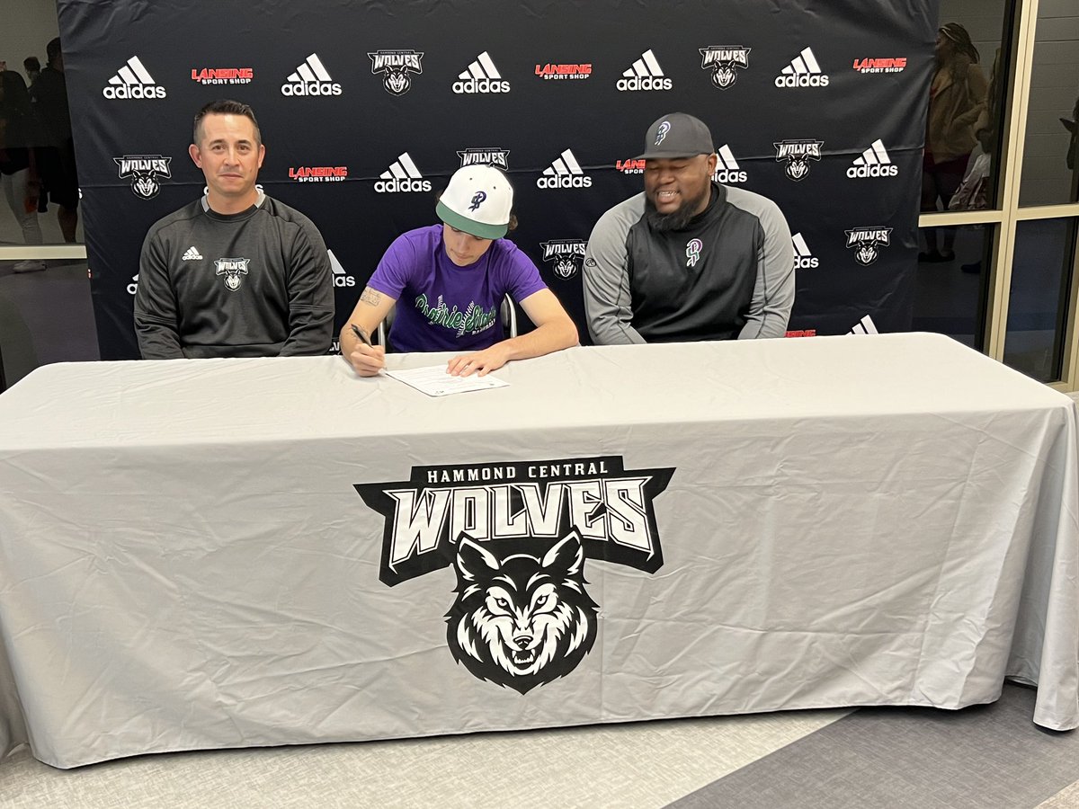 HCWolveBaseball's tweet photo. The Wolves Anthony Huber signing today to play at Prairie State as the first Hammond Central Baseball Player to sign to continue his education and baseball career! Congratulations Anthony Huber! #HCWolvesBaseball #ThePackWillLead #StudentAthlete https://t.co/cdkg2z7xiv