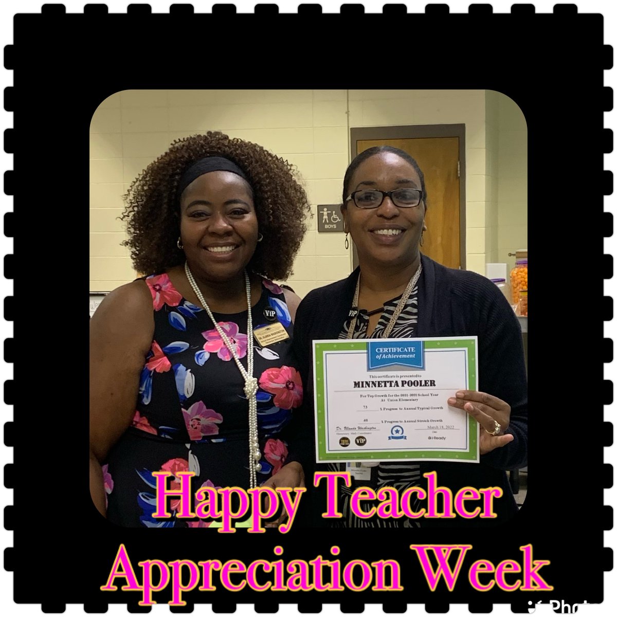 Dr_UWashington's tweet photo. Congratulations to Mrs. Pooler for having to most @iReady growth at Union Elementary. @UnionofMacon @BibbSchools @CurriculumAssoc @WCrespo14 @CrawfordLashun https://t.co/xlMyVYvK7L