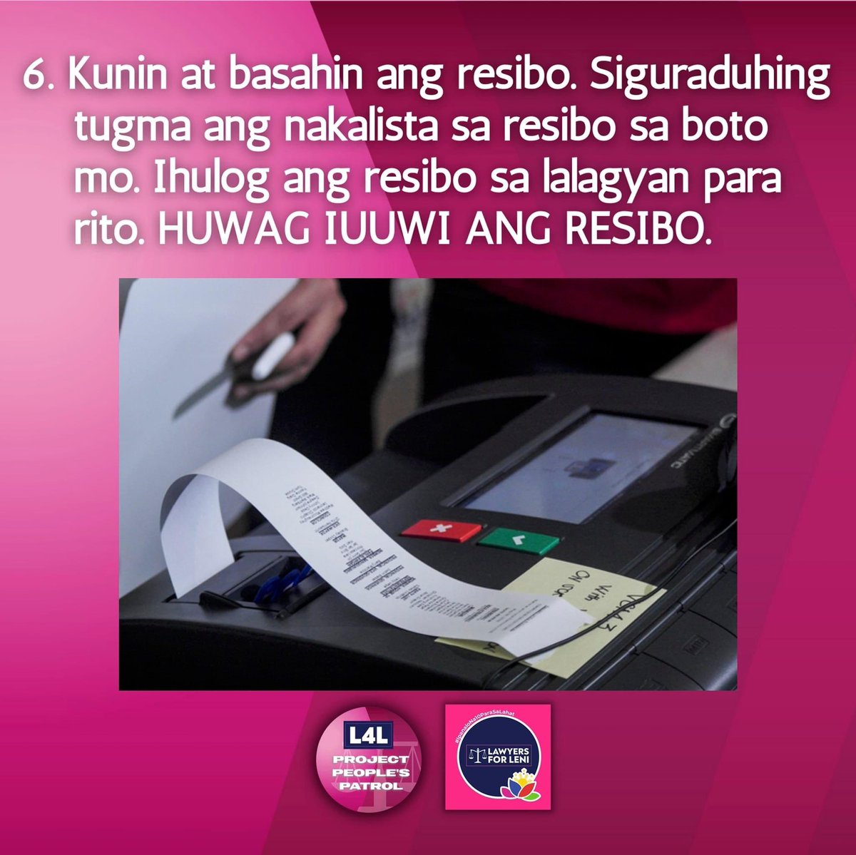 lawyersforleni's tweet photo. L4L Gabay sa Pagboto (2/2) #IpapanaloNa10ParaSaLahat #L4LPeoplePatrol https://t.co/L0PkBisIiK