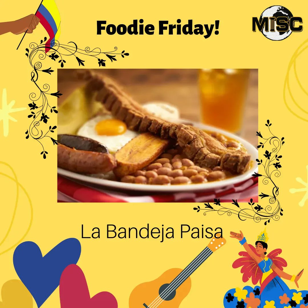 MizzouMISC's tweet image. Mi querida Colombia! Colombia is known for its music, landscapes, and gastronomy. This scrumptious breakfast we are presenting today is La Bandeja Paisa. La Bandeja Paisa is originally from Antiquioa.