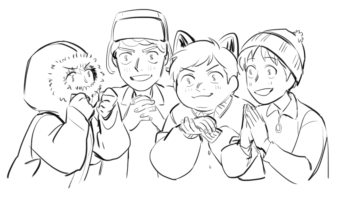 i drew this the day after i watched the movie for the first time (the crossover is by no means perfect but i wanted raccoon cartman) 