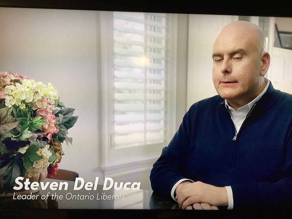 ontscandals's tweet photo. A sick man falling asleep on a political TV ad trying to continue on with the Wynne Liberals corruption.
#DelDuca https://t.co/9mfdLaoMjm