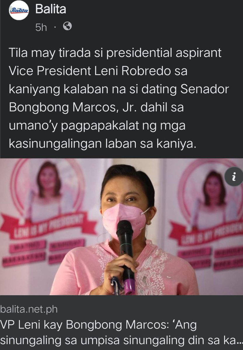 anong tila may tirada eh lahat ng campaign rallies ng putang inang iyan walang sinisiraan kundi si bbm. panigurado mamaya s rally nyan s makati si bbm pa rin ang tooic ng hinayupak na yan. #ilampasona10to